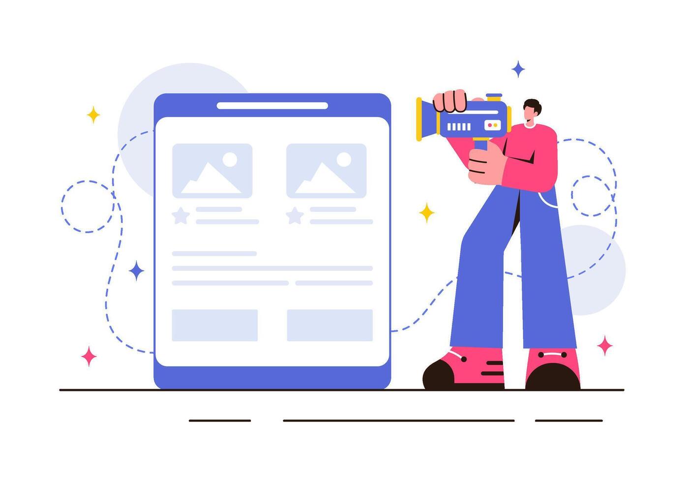 Flat Cartoon Style Illustration of Celebrity Influencers Posting for Advertising and Endorsements vector
