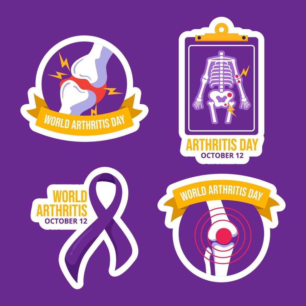 Hand-Drawn Cartoon Social Media Label Template for Arthritis Day Awareness Campaign vector