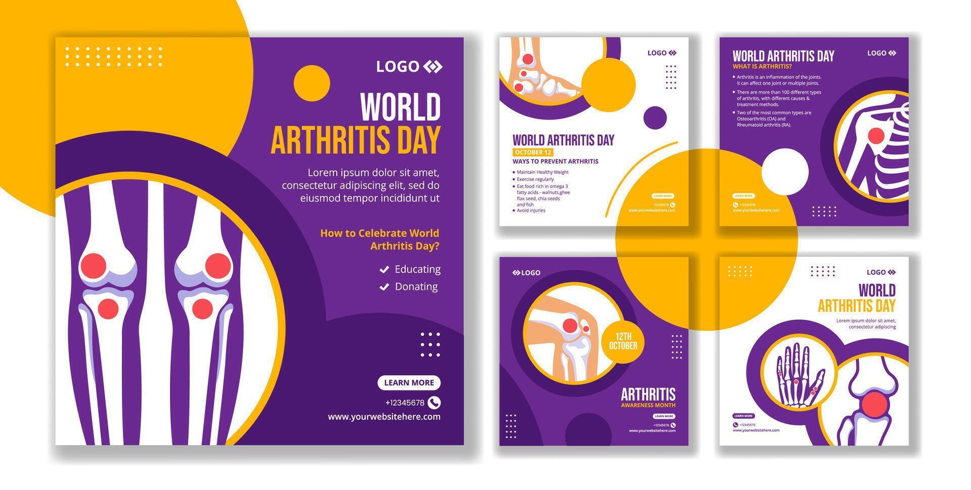 Arthritis Awareness Social Media Post with Flat Cartoon Hand-Drawn Background Illustration vector