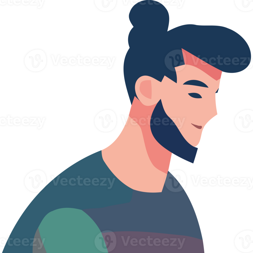 A man with a bun in his hair png