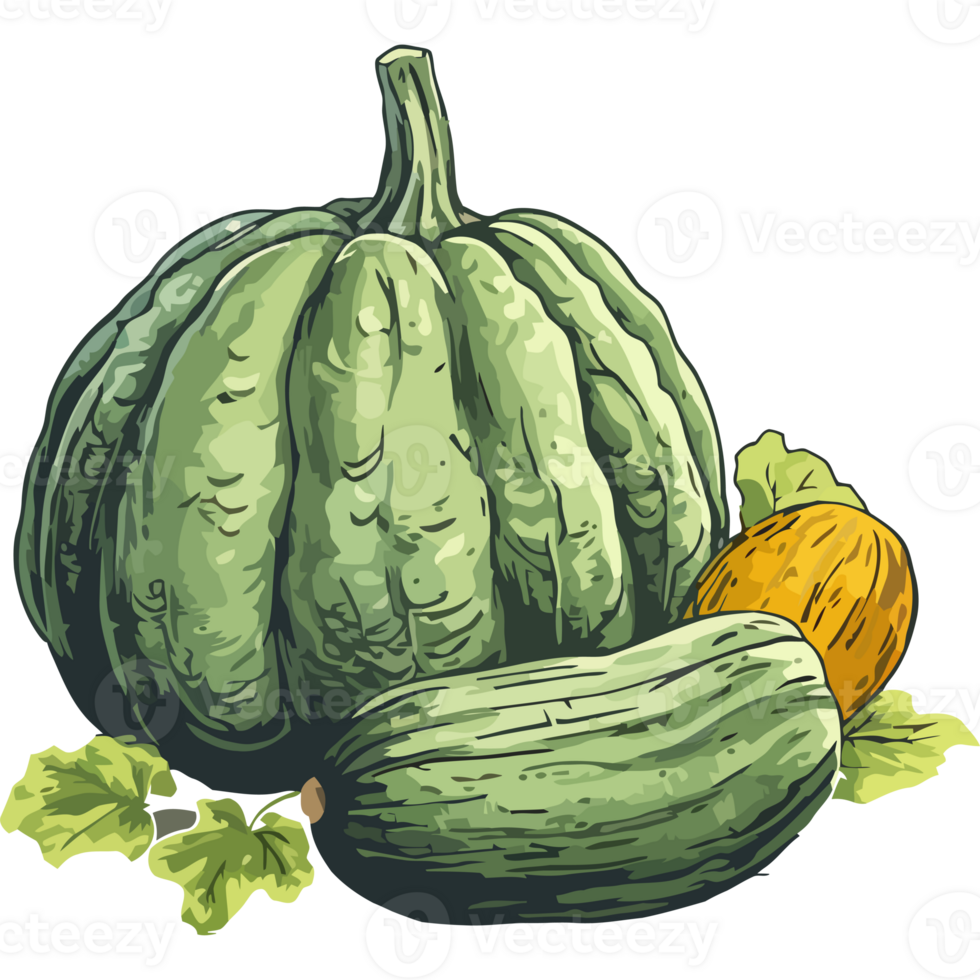 A drawing of a pumpkin and squash png