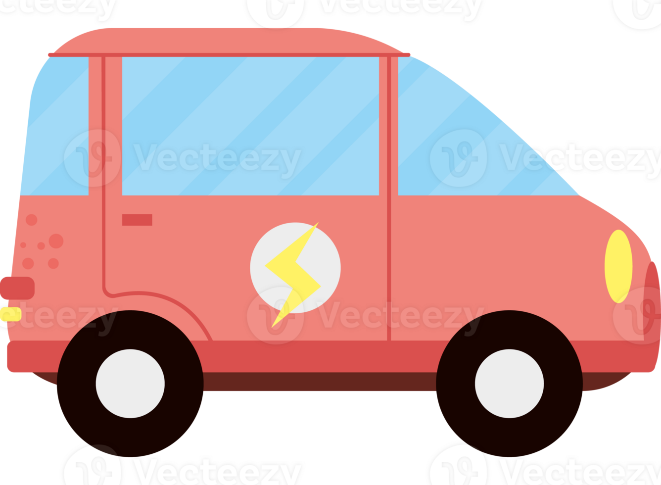 A small red car with a lightning bolt on the side png
