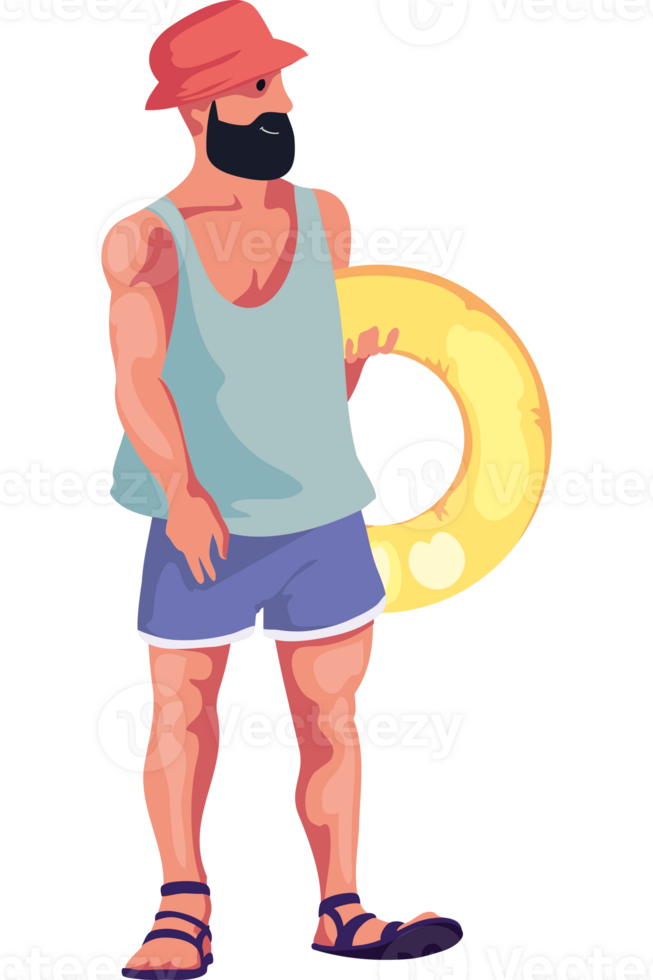 A cartoon man with a life preserver png