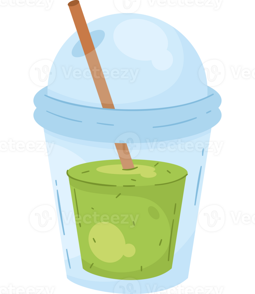 A cup of green smoothie with a straw png