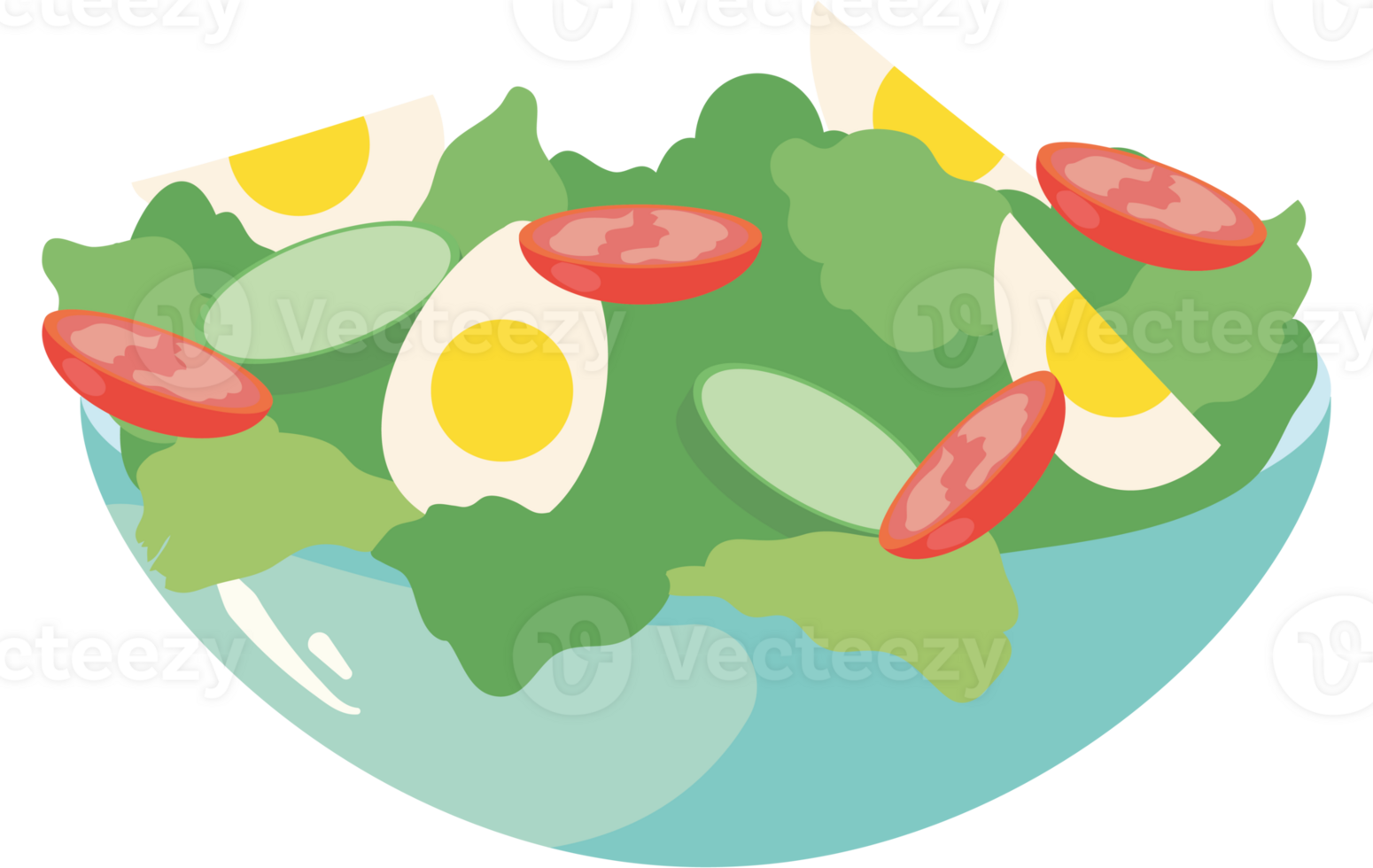 A salad with eggs, tomatoes and lettuce png