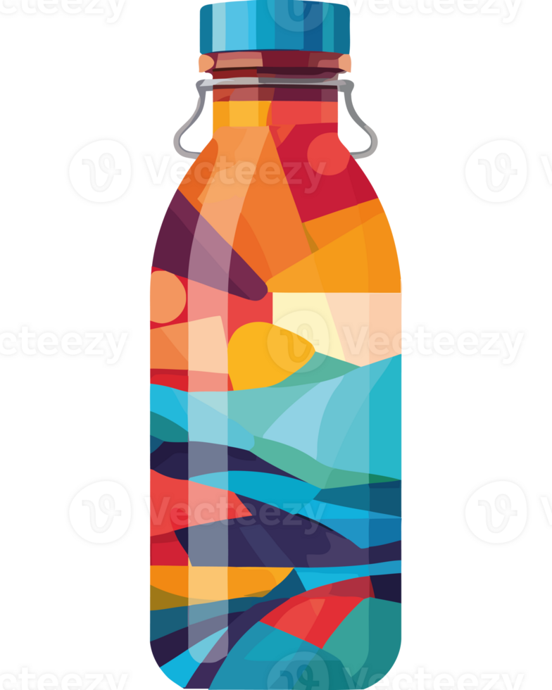 A colorful bottle with a colorful design png