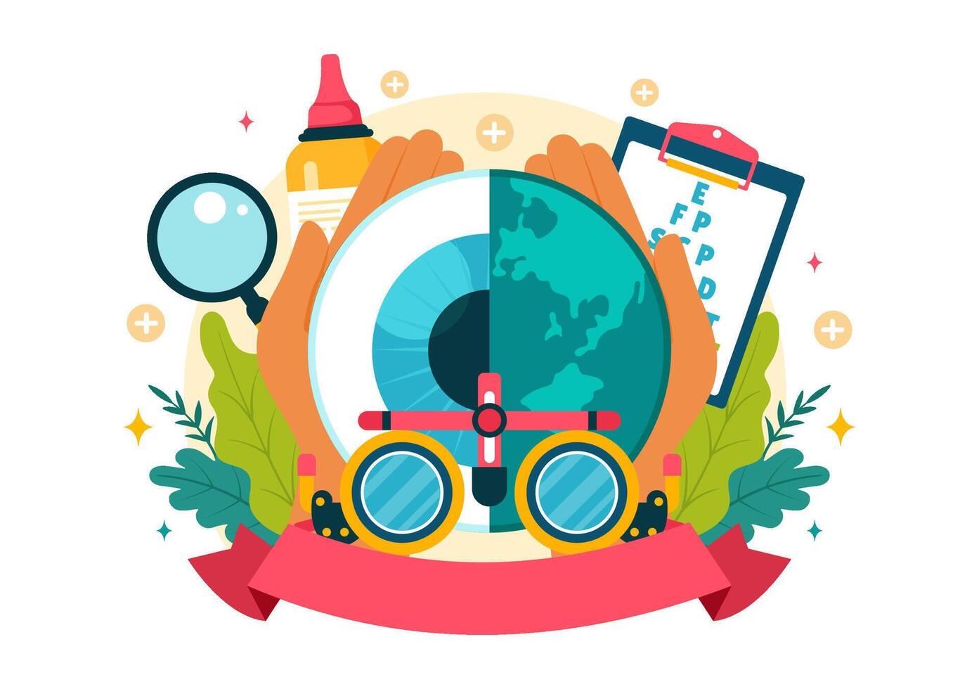 Vision Care for World Sight Day, 10 October, Highlighting Blindness and Visual Impairment in a Flat Style Cartoon Background vector