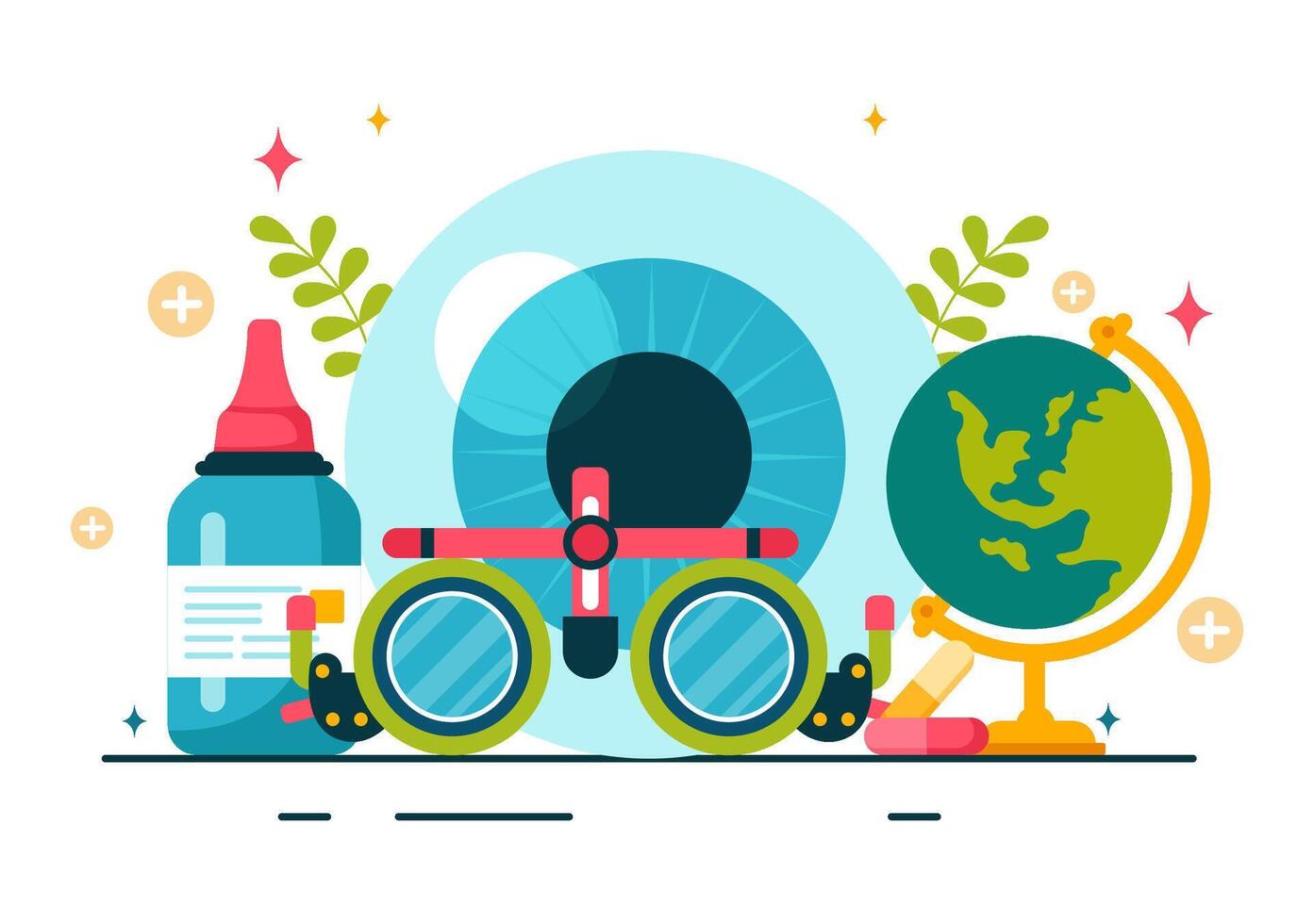Illustration for World Sight Day on 10 October, Addressing Vision Impairment, Blindness, and Eye Health in a Cartoon Style vector