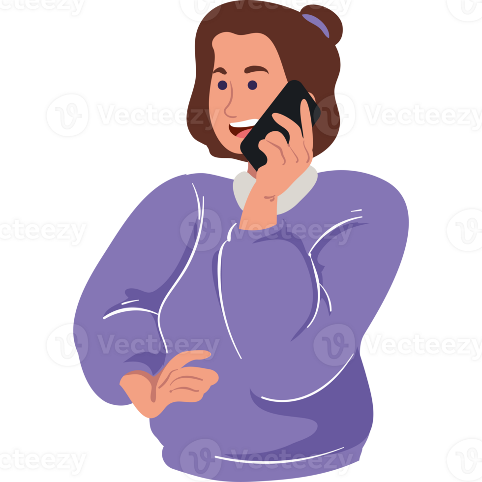 A woman talking on the phone png