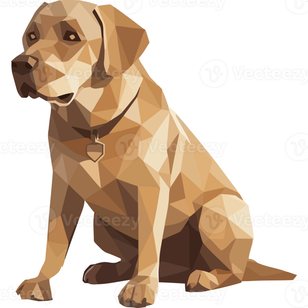 A dog sitting in a low polygonal style png