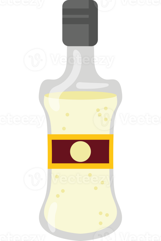 A bottle of liquor with a label on it png