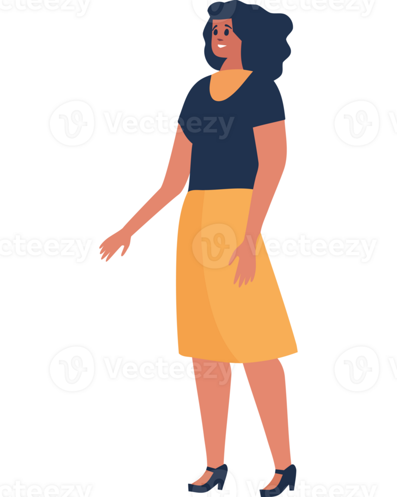 An illustration of a woman in a skirt png