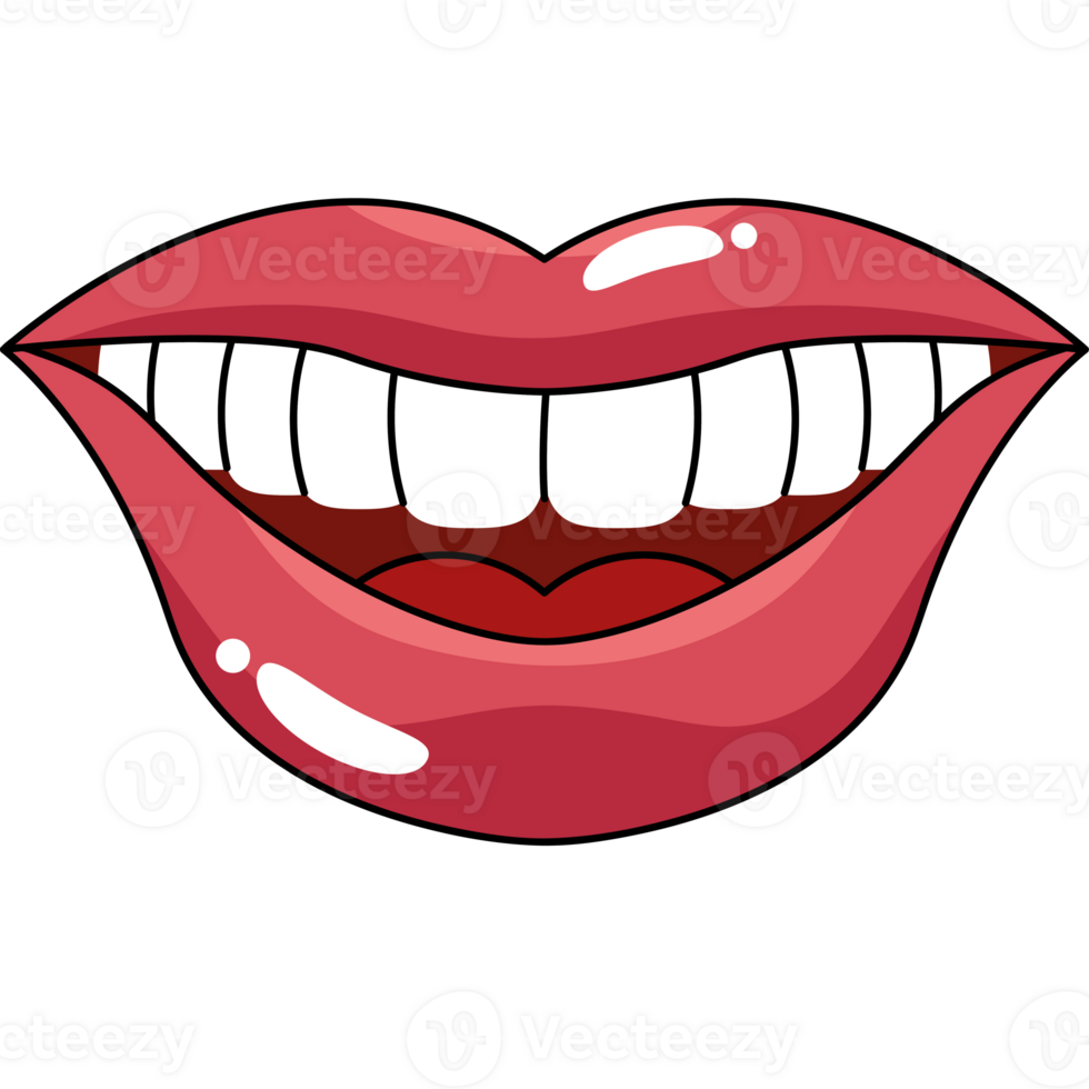 A cartoon mouth with teeth and a smile png