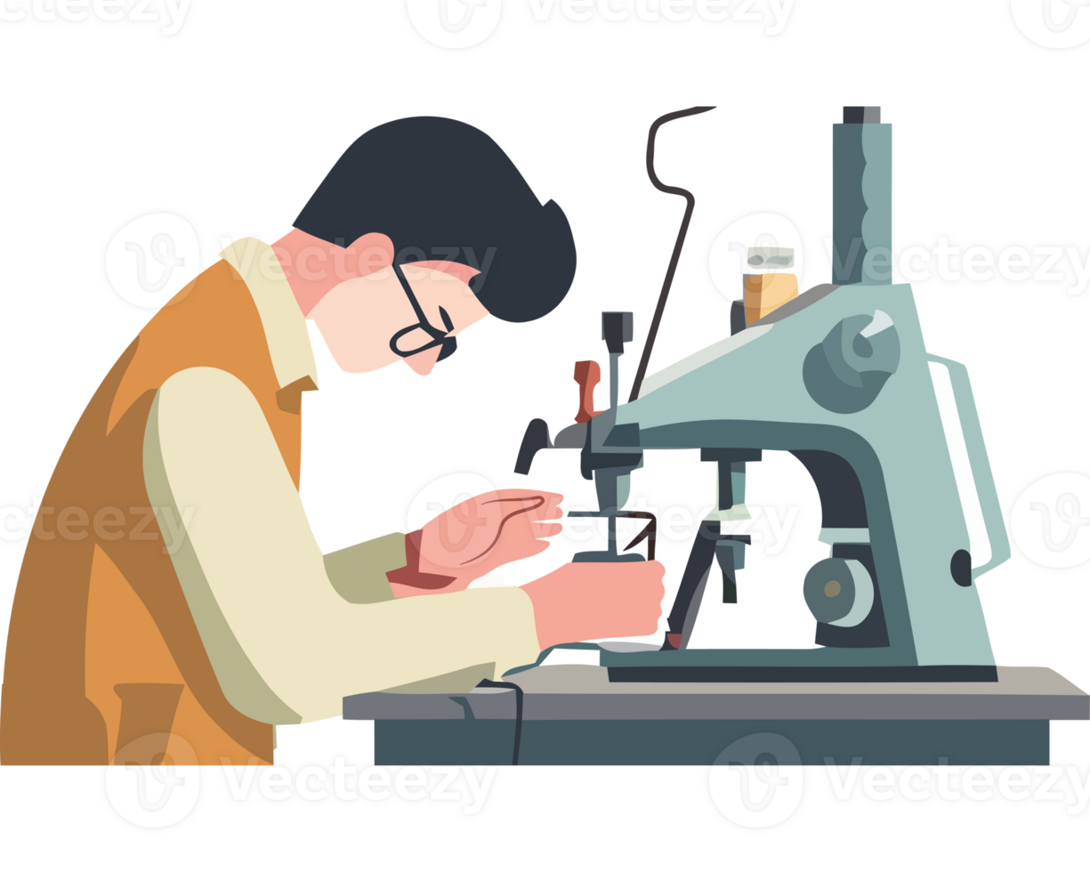 A man is working on a sewing machine png
