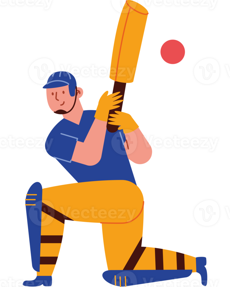 Cricket player with bat and ball png
