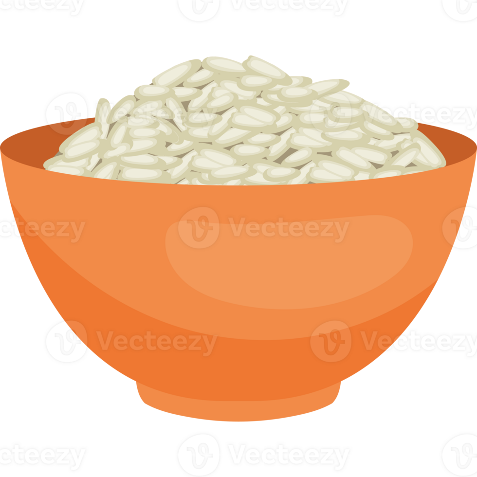 An orange bowl filled with rice png