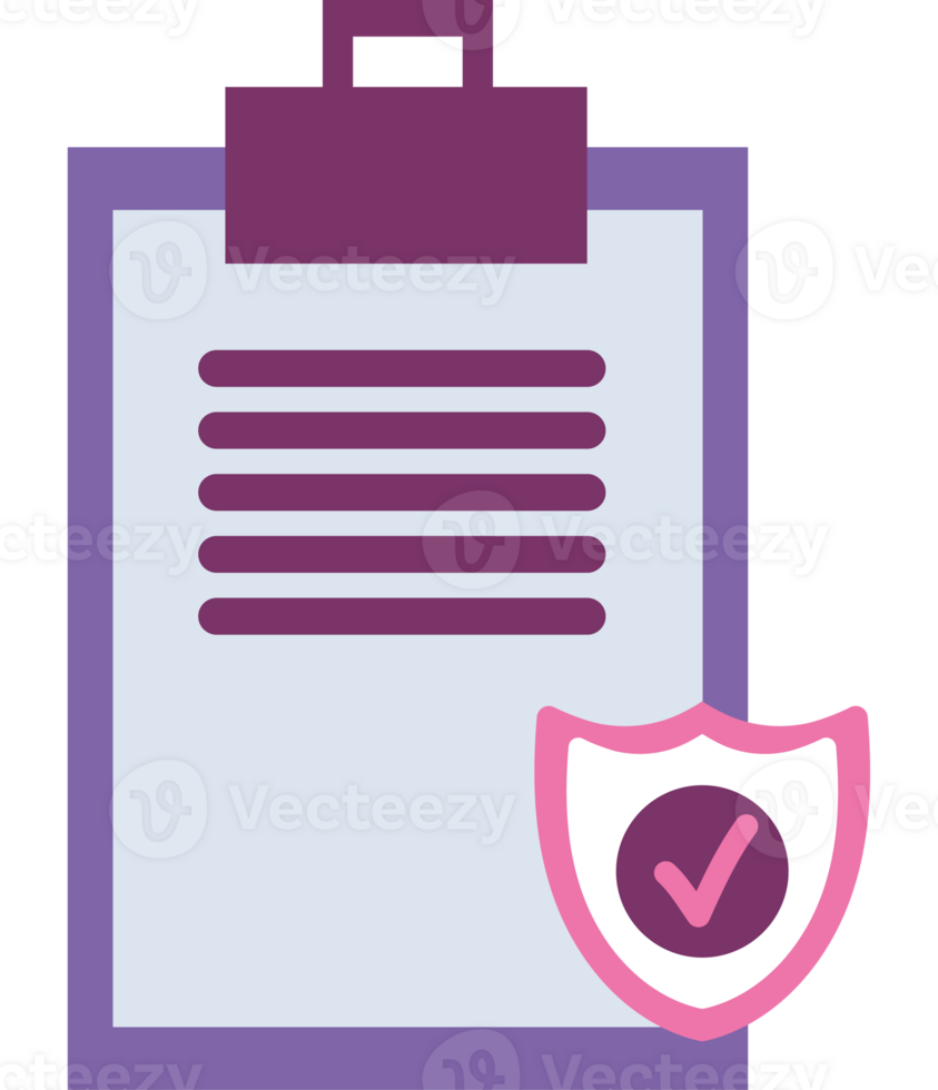 A clipboard with a check mark and a shield png