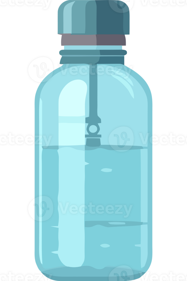 A blue glass bottle with water inside png