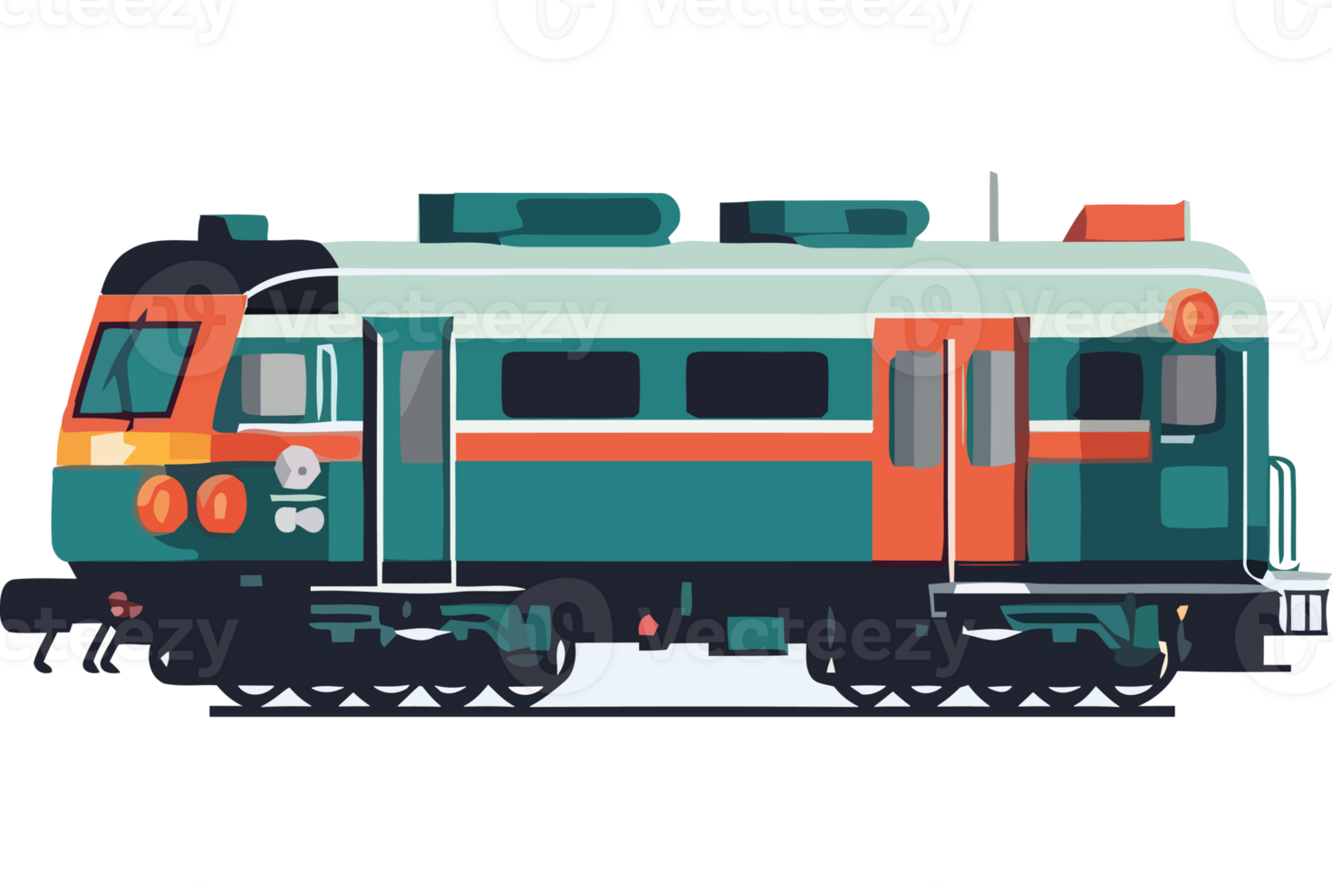 A train is shown in a flat design png