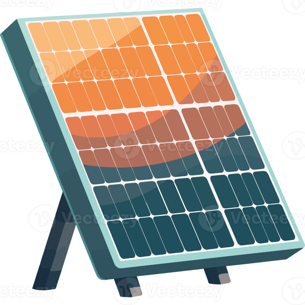 A solar panel on a stand with an orange background png
