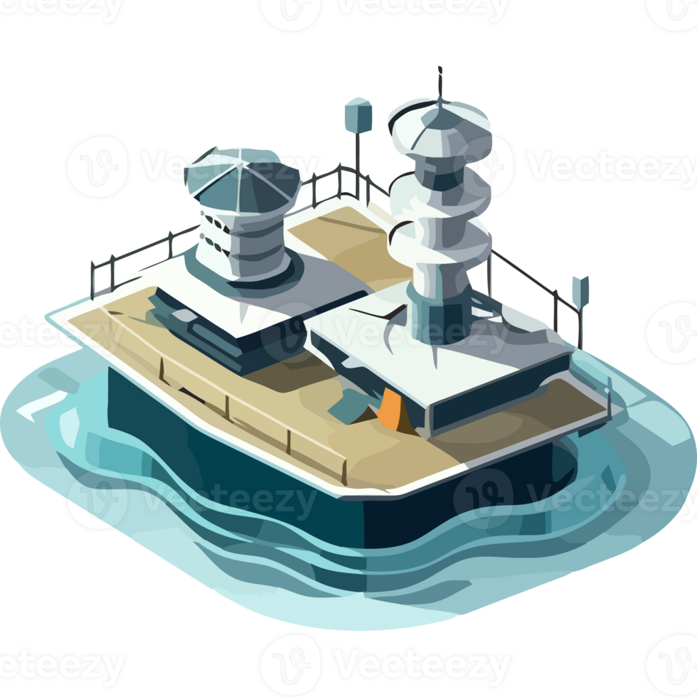 An illustration of a small boat in the ocean png