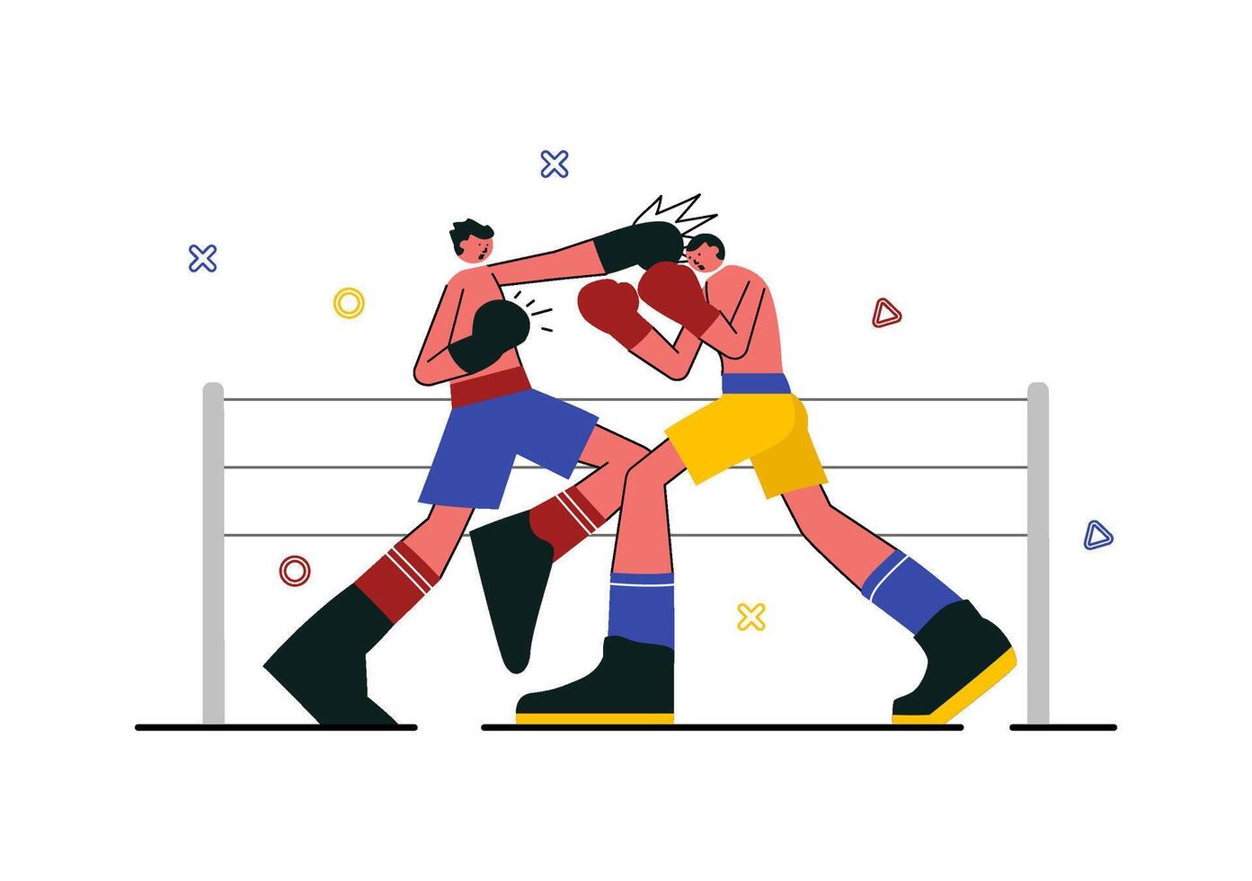 Boxing Sport Illustration Featuring a Fighter in Red Gloves and Helmet During Sparring vector