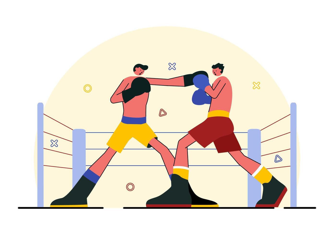 Professional Boxer in Red Gloves and Helmet Illustration for Sparring, Competing, or Training vector