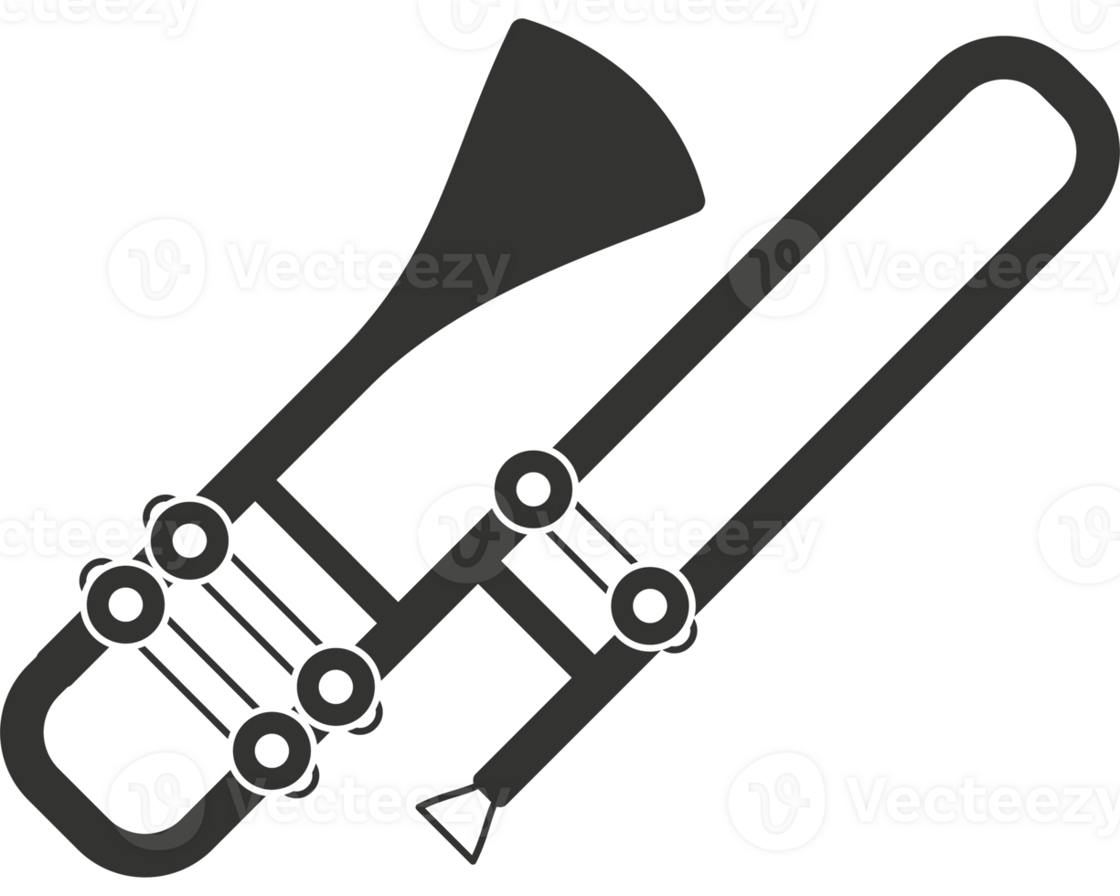 ein schwarz und Weiß Illustration von ein Trompete png