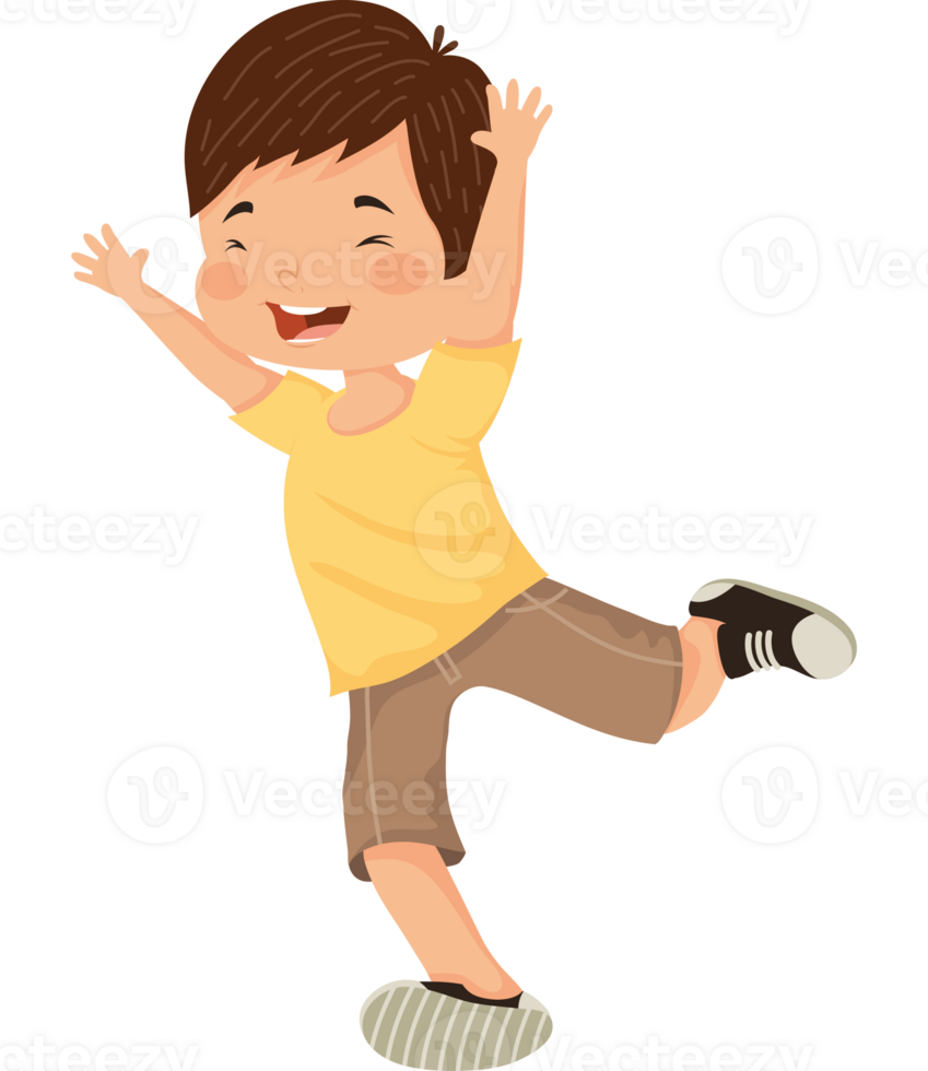 A boy jumping in the air with his arms up png