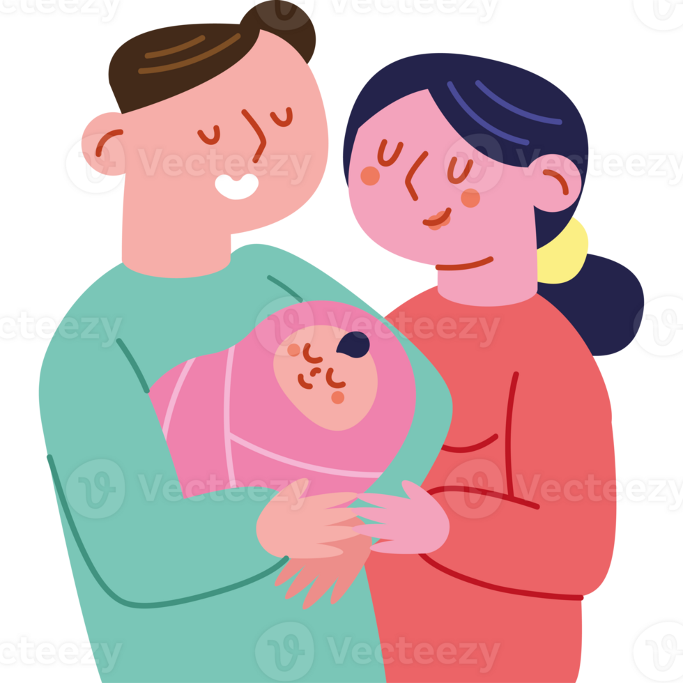 A man and woman holding a baby png