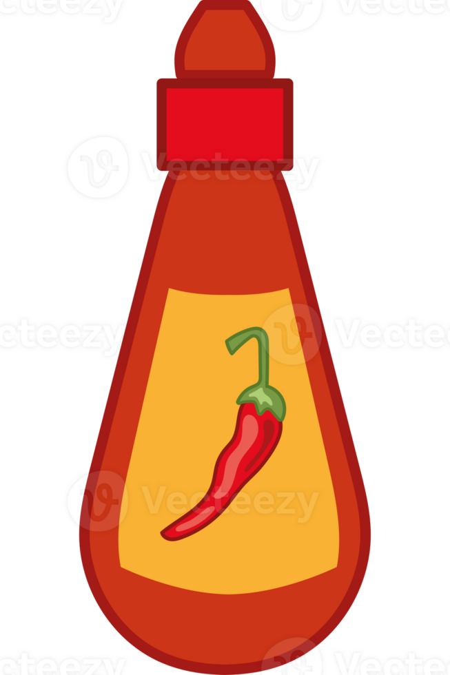 A bottle of hot sauce with a chili pepper png