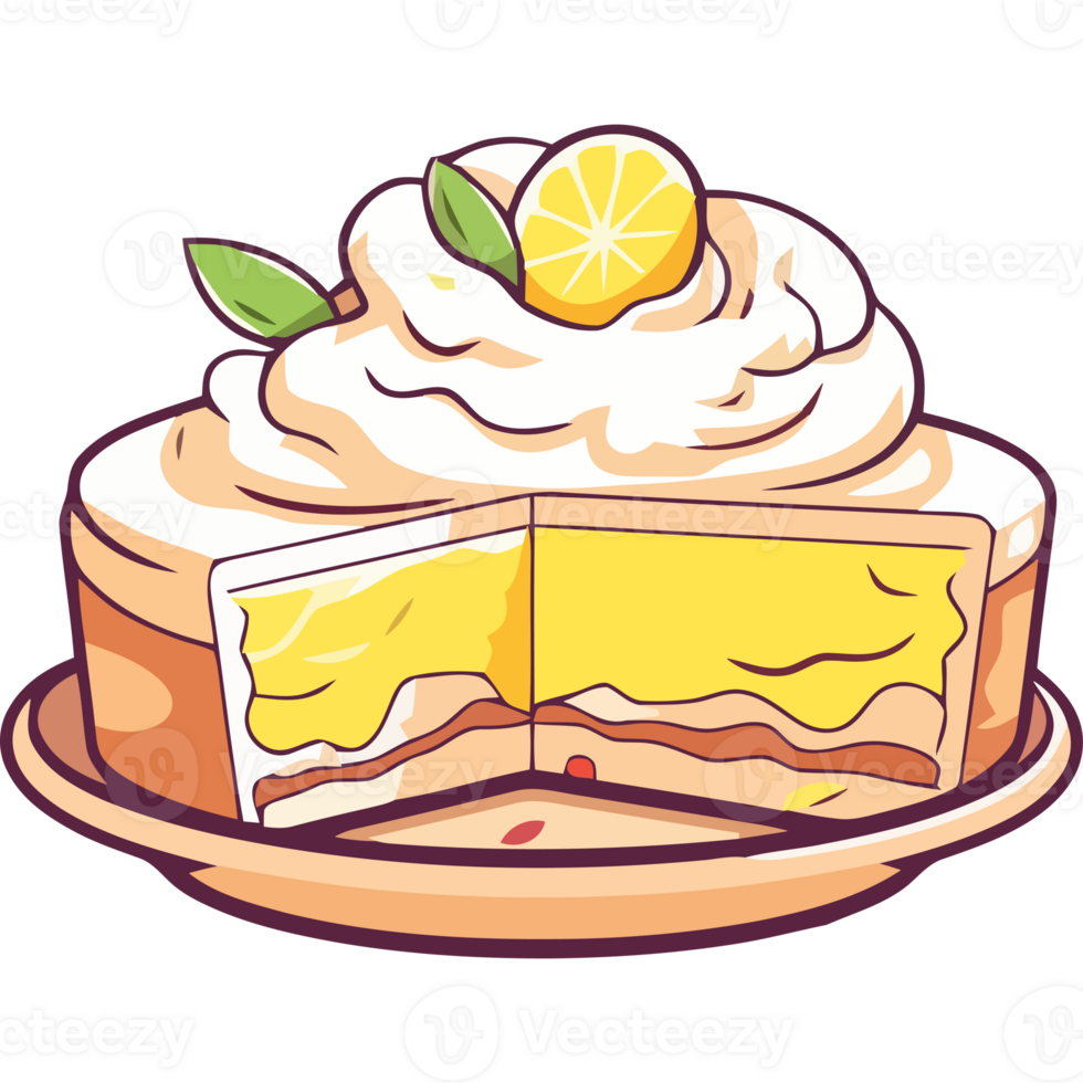 A slice of lemon cake with a slice missing png