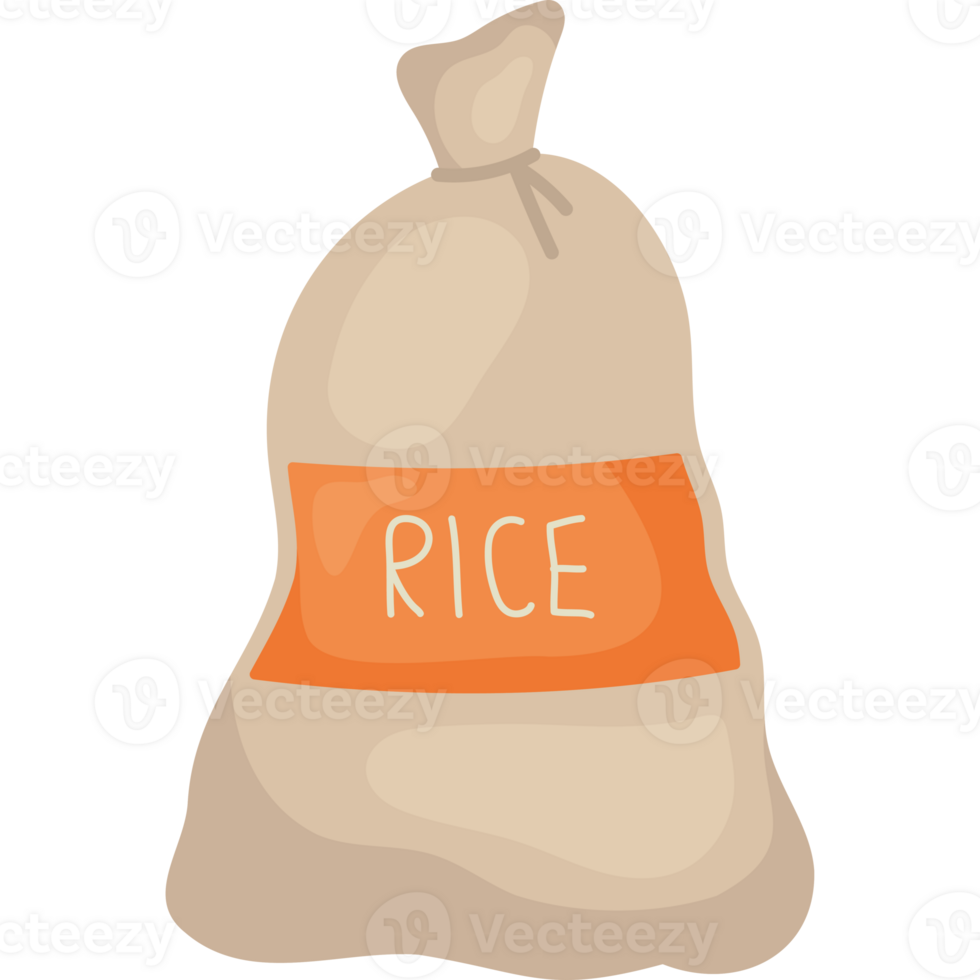 Rice bag with orange label on it png