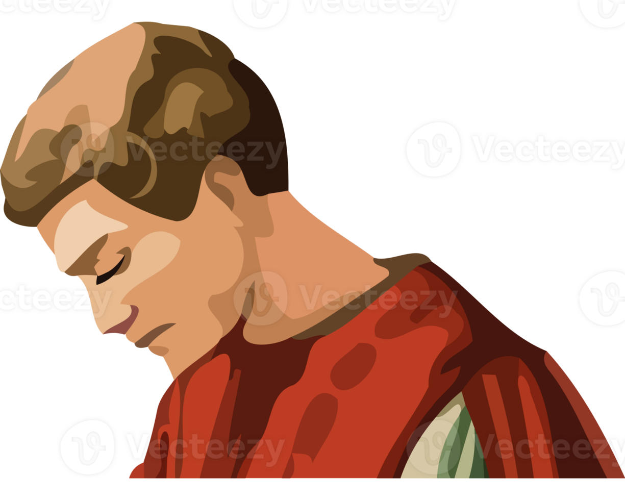 A man in a red robe is looking down png