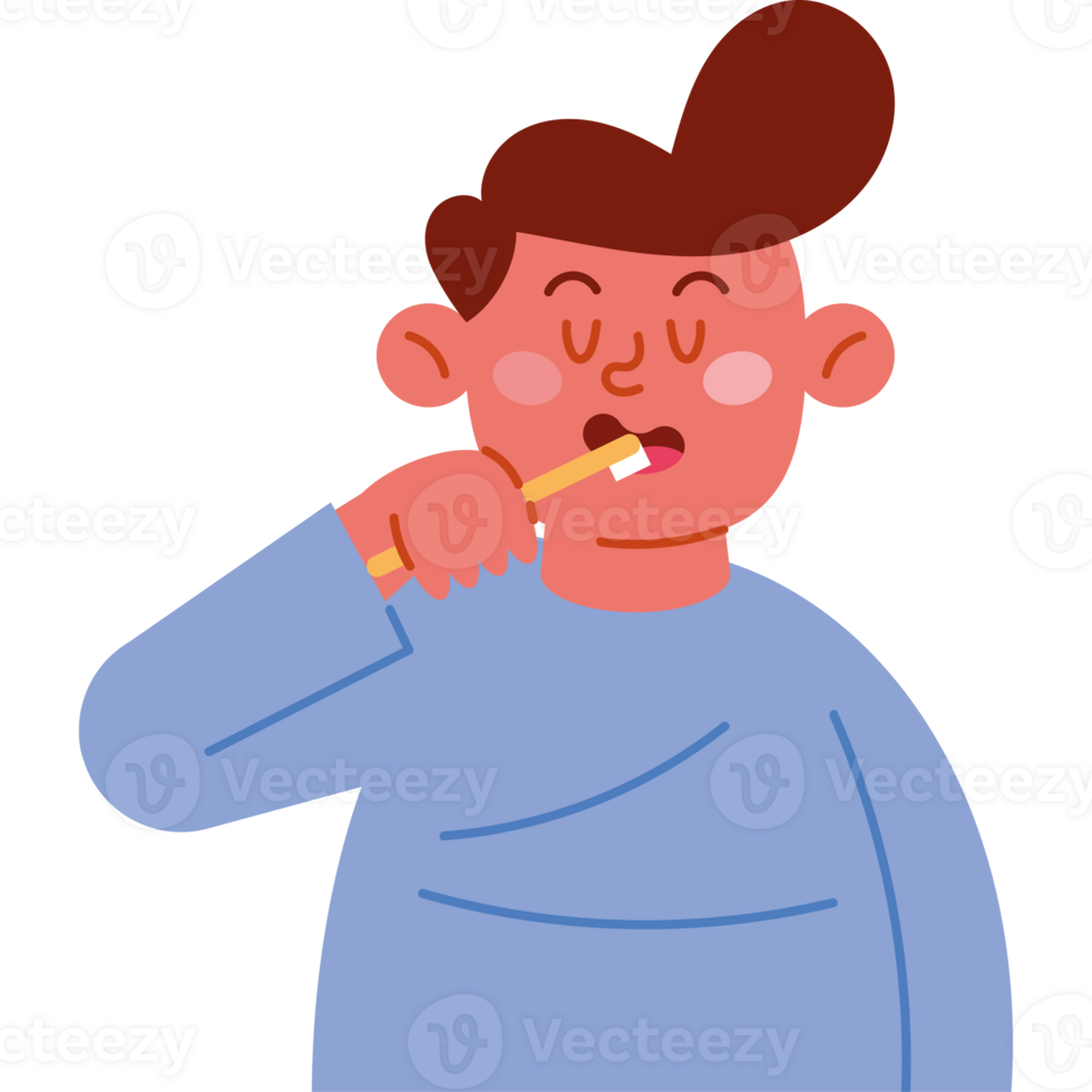 A man brushing his teeth with a toothbrush png