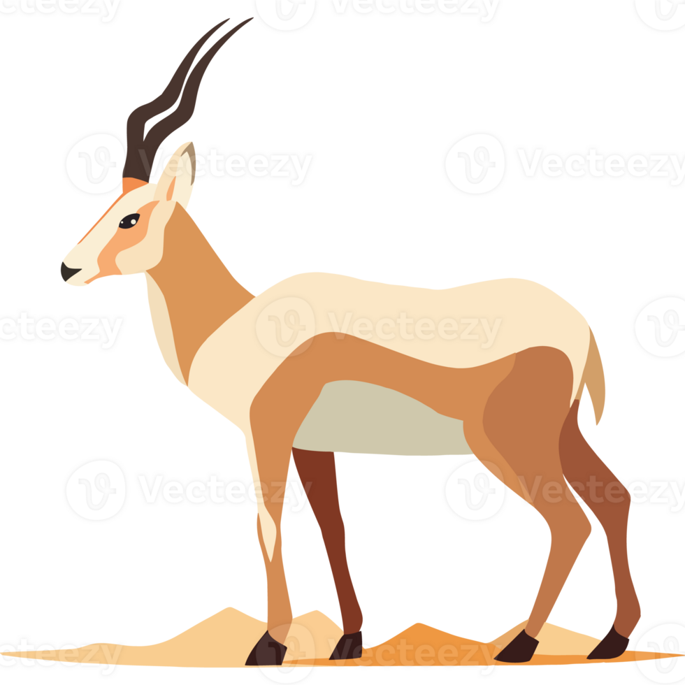 An antelope standing on a desert background png