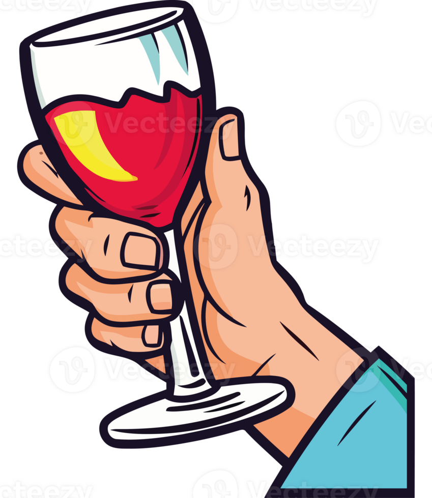A hand holding a glass of wine png