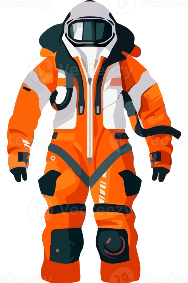 An astronaut suit with orange and white stripes png