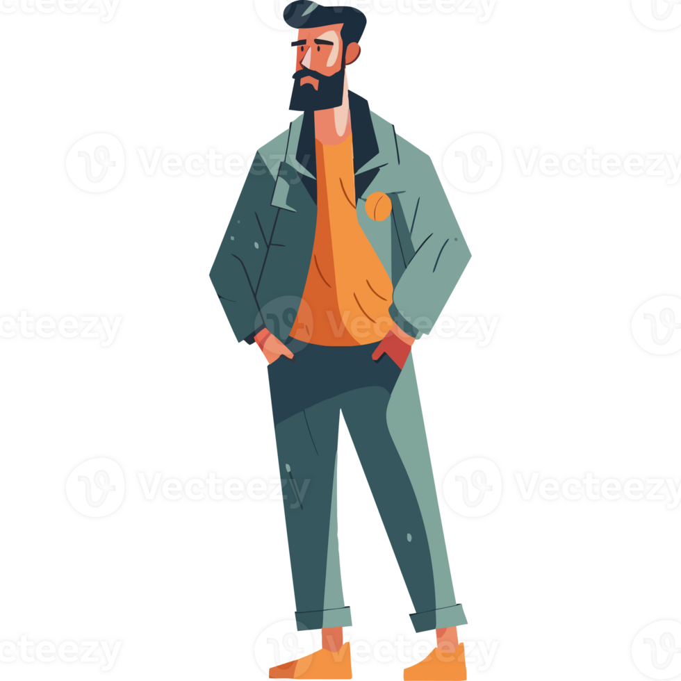 A man with a beard and a hat is standing in a suit png