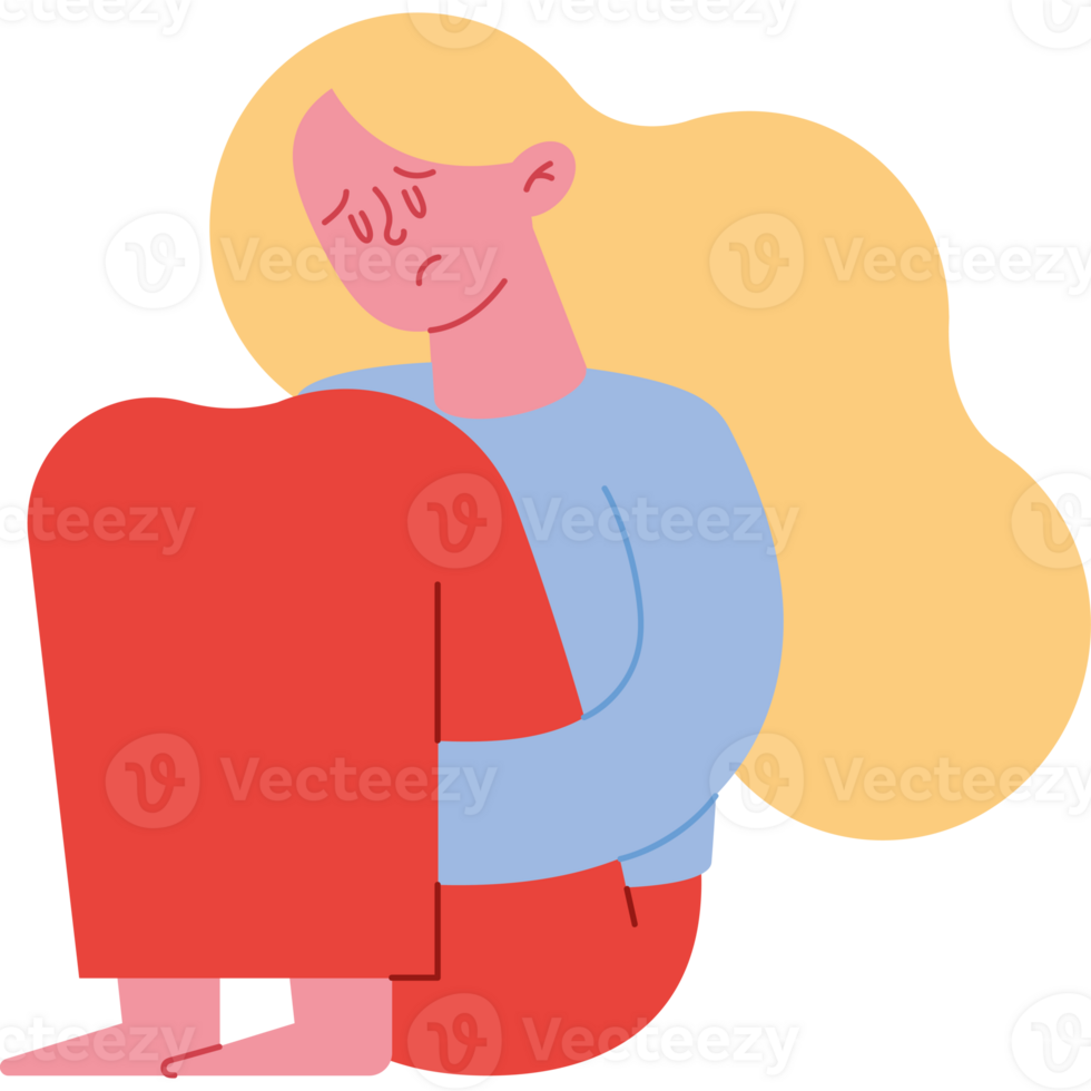 A cartoon girl sitting on the floor with her legs crossed png