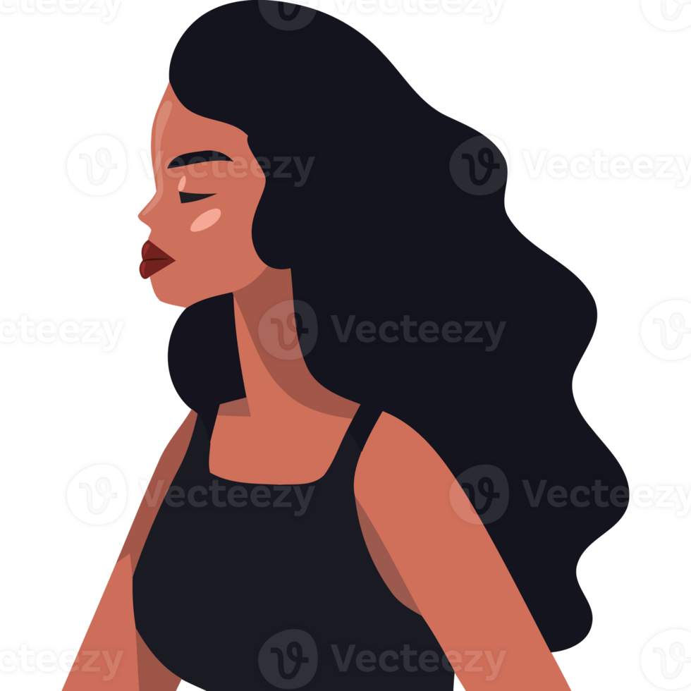 An illustration of a woman with long hair png