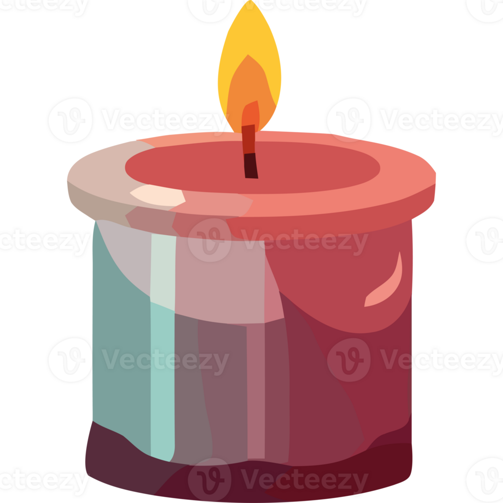 A candle is lit in a red container png