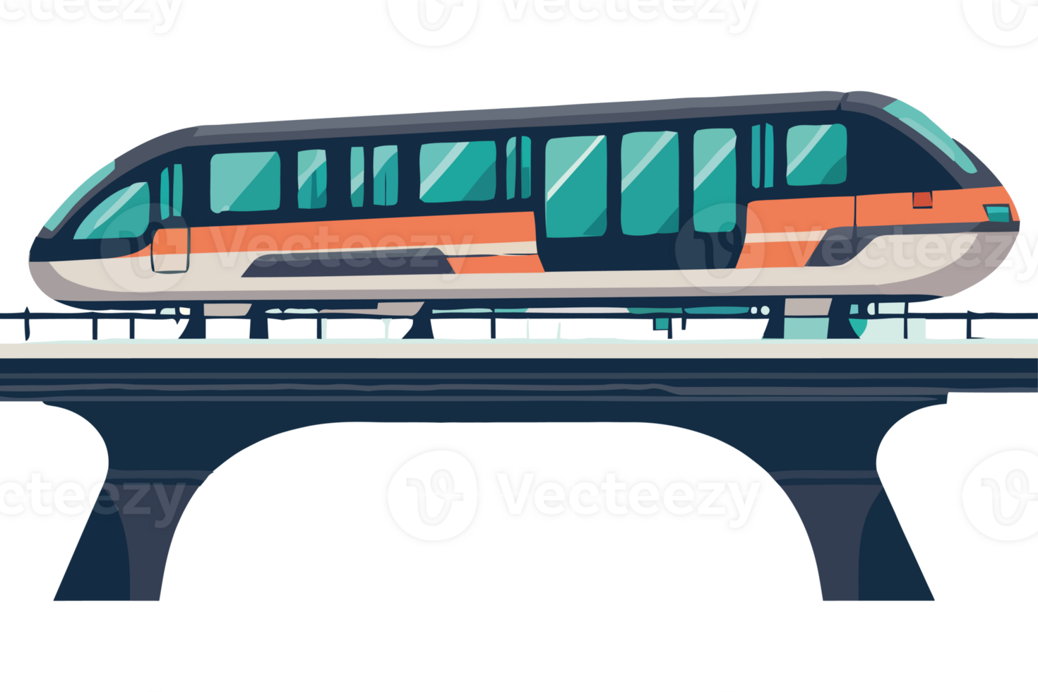 A train is on the tracks in a flat style png