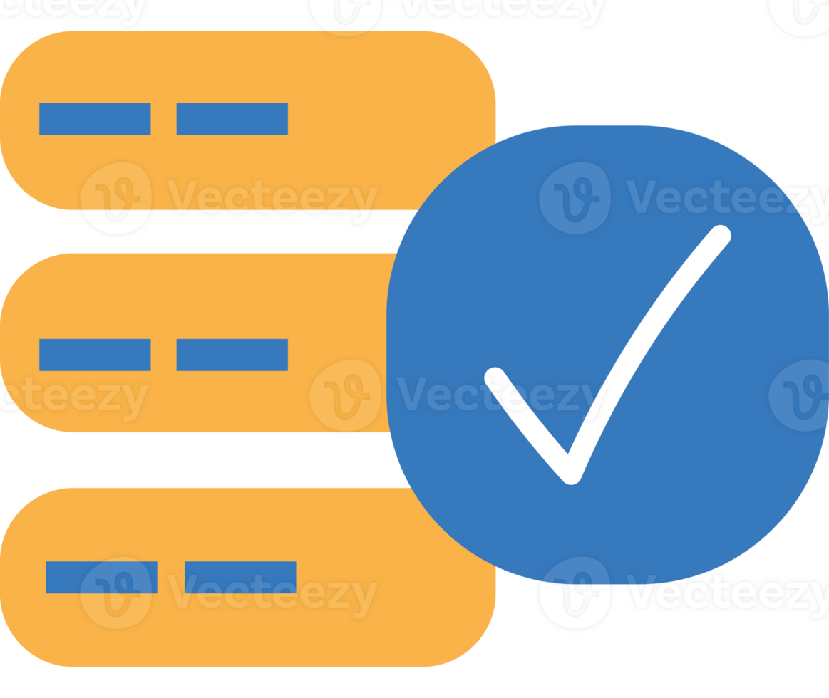 A check mark on a server with a blue line png