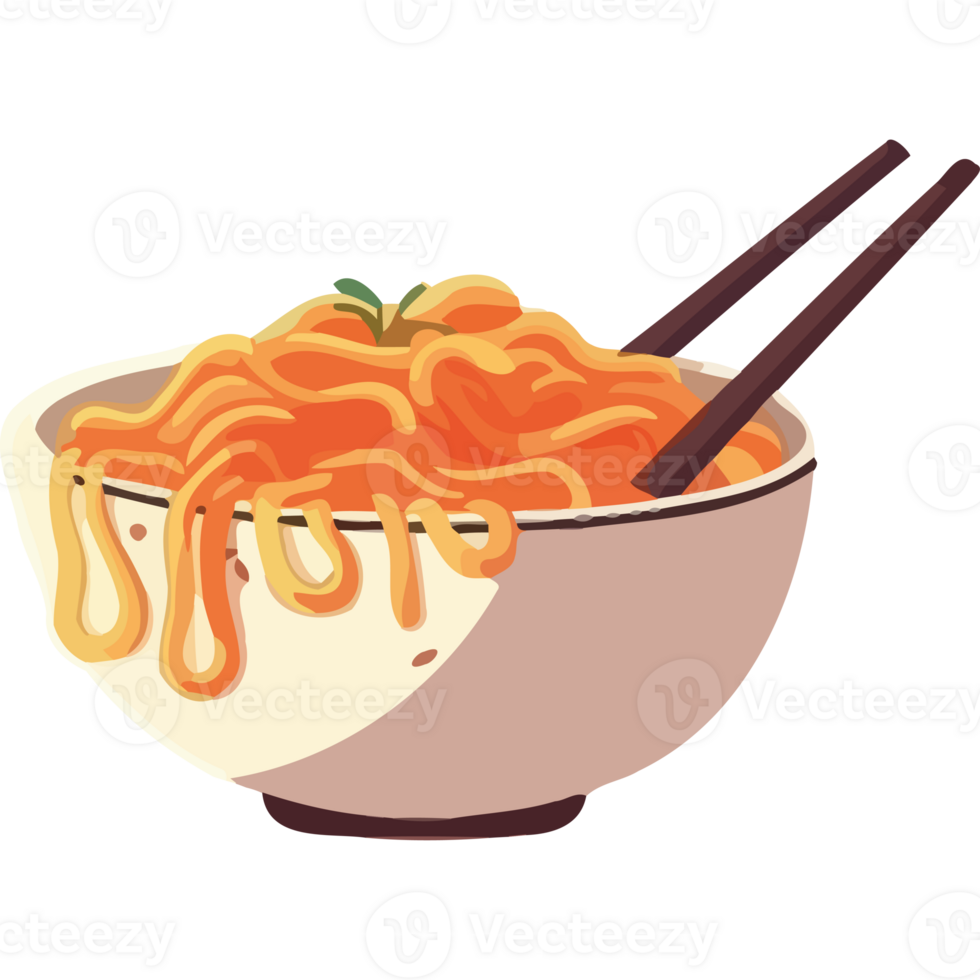 A bowl of noodles with chopsticks in it png
