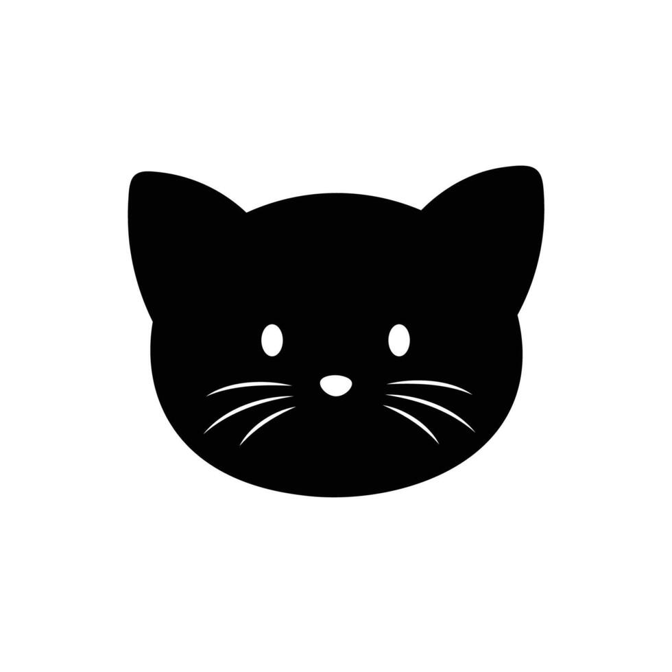 Cat Head Flat Icon Black vector