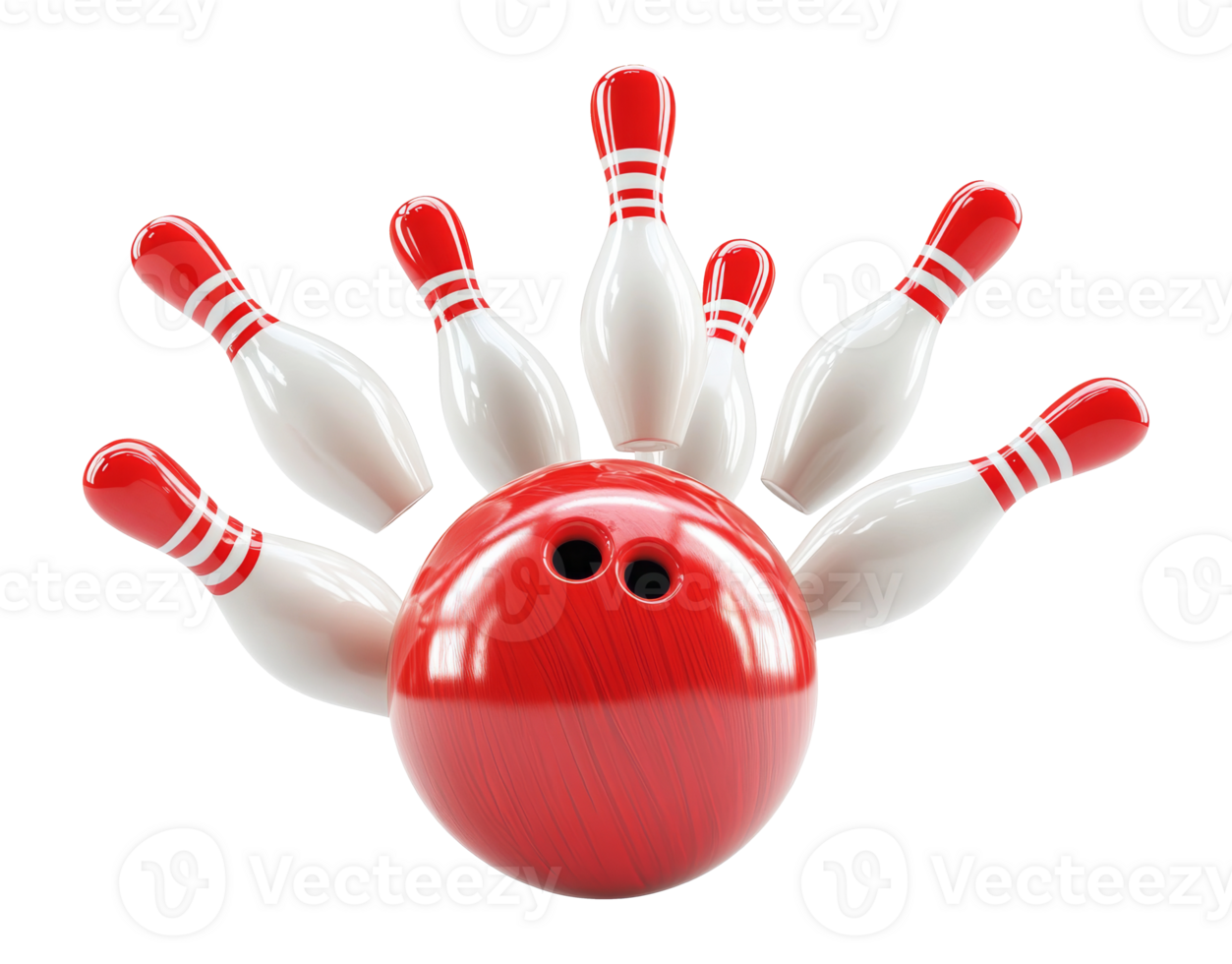 Bowling ball striking down pins during a game at a local alley, transparent png