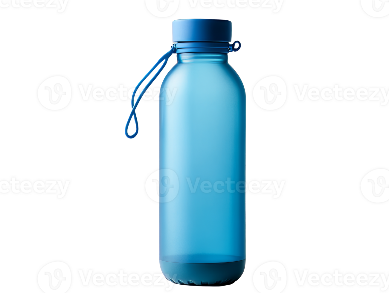 Blue reusable water bottle with a secure lid for everyday use, transparent png
