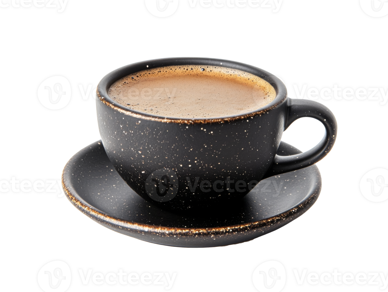 A steaming cup of coffee resting on a saucer in soft light, transparent png