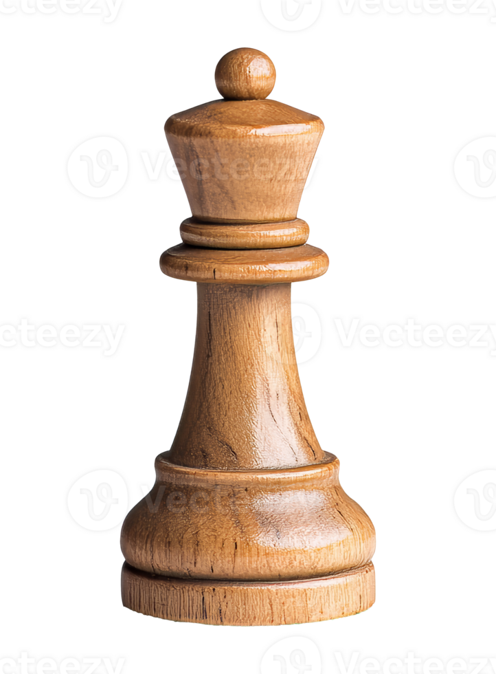 A detailed wooden chess king piece on a plain background, transparent png